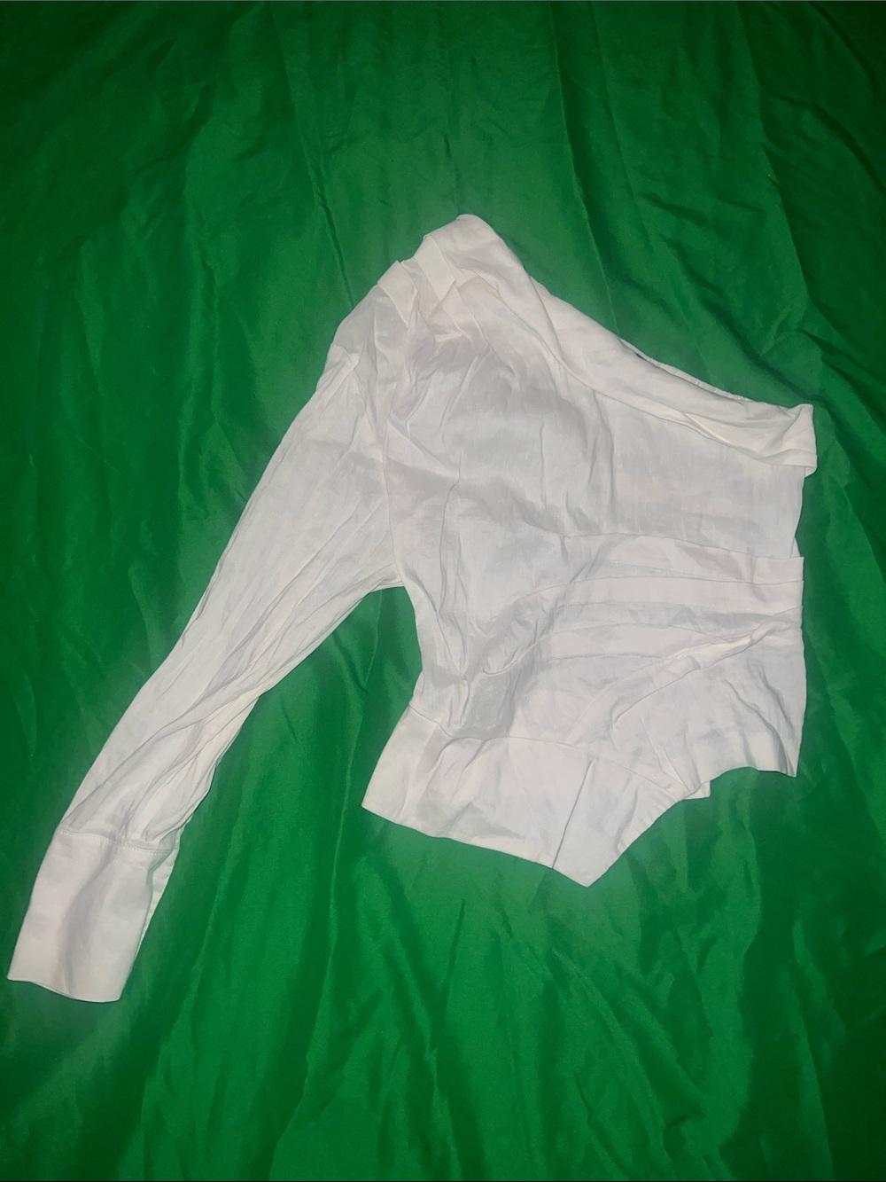 Zara Cream One Shoulder Long-Sleeve Blouse size XS